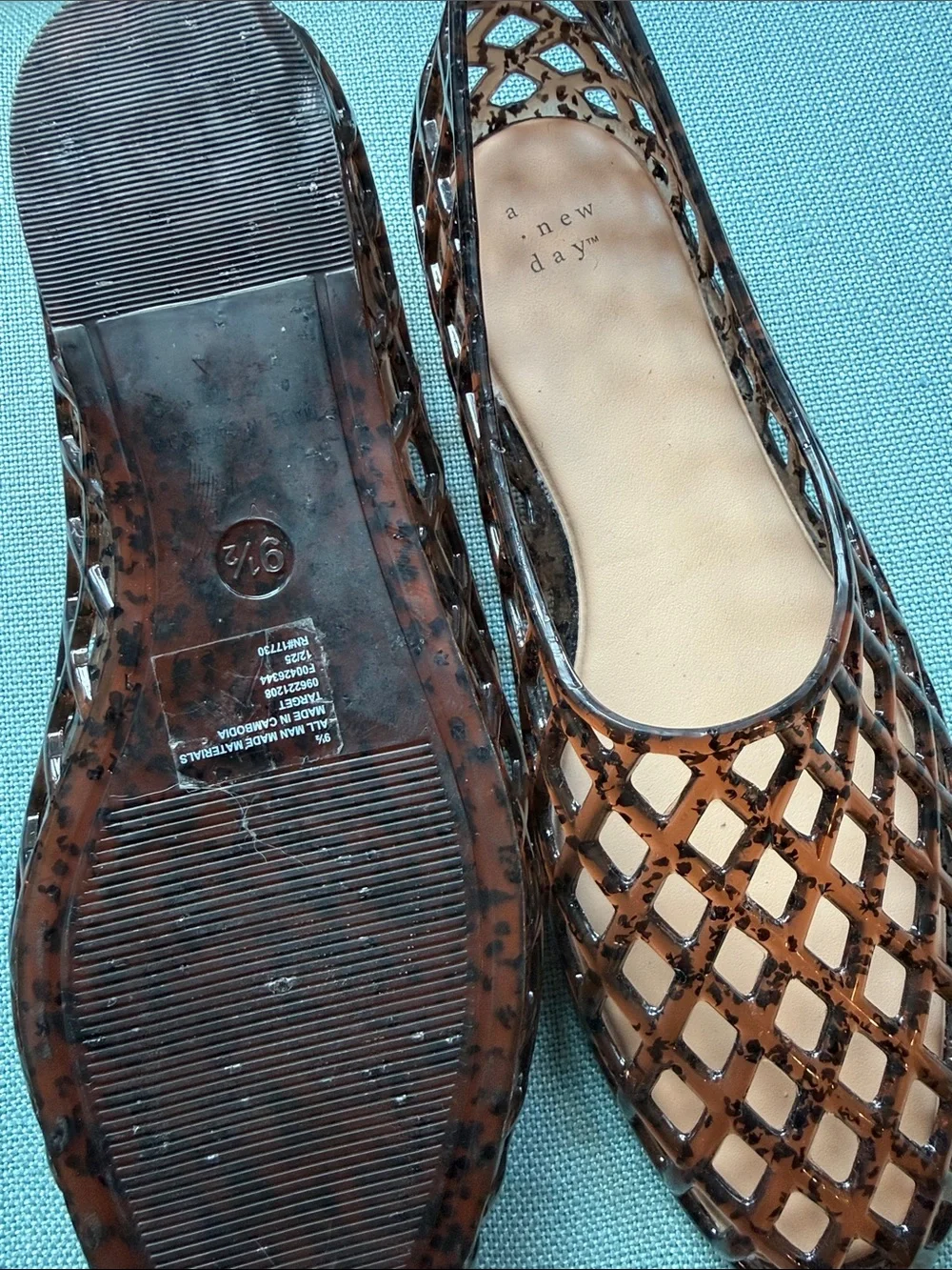 a new day Brown Lattice Jelly Flats
